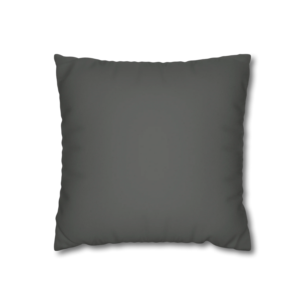 Atomic Grey faux suede pillow case, back view.