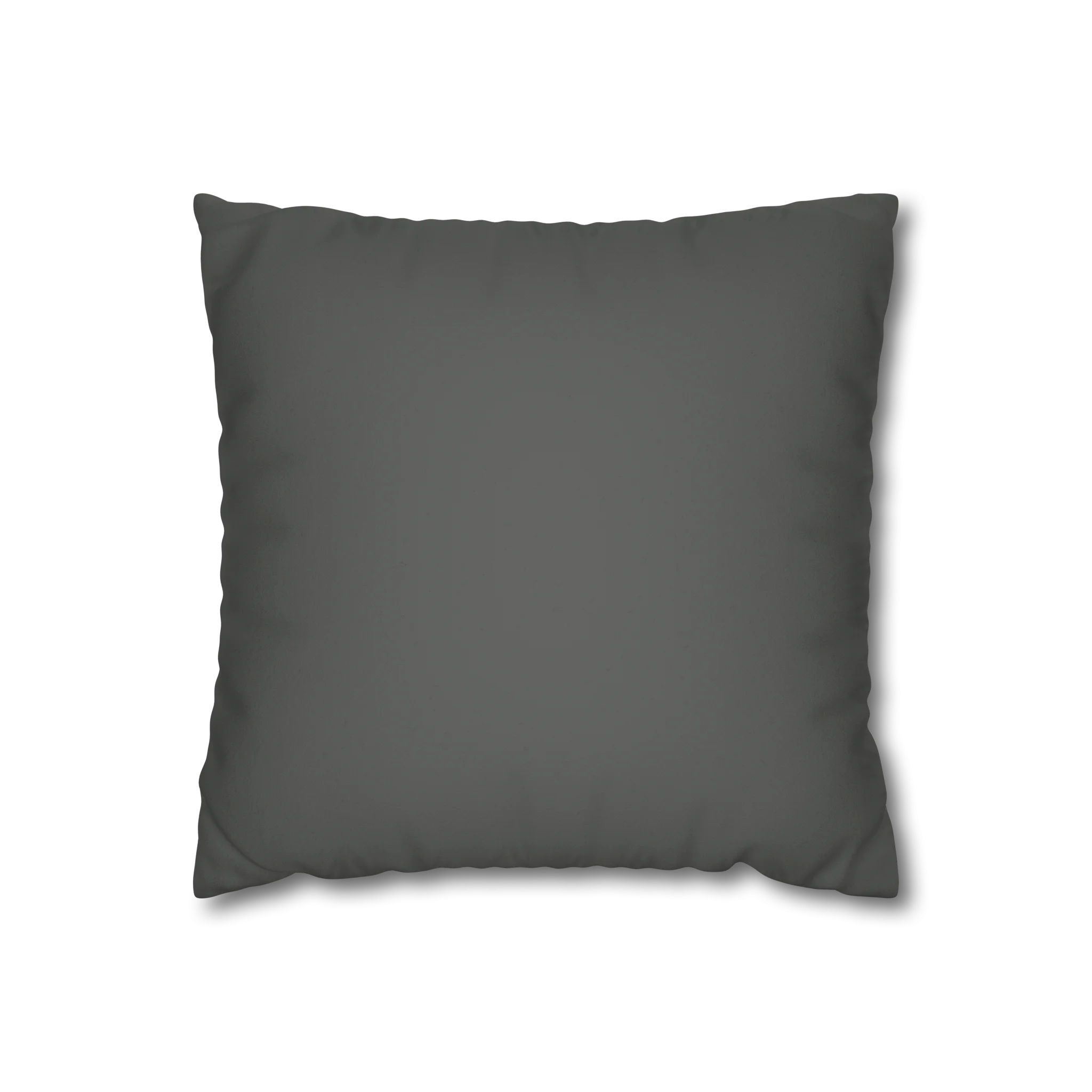 Atomic Grey faux suede pillow case, front view.