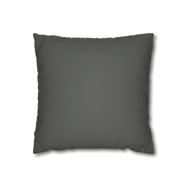 Atomic Grey faux suede pillow case, front view.