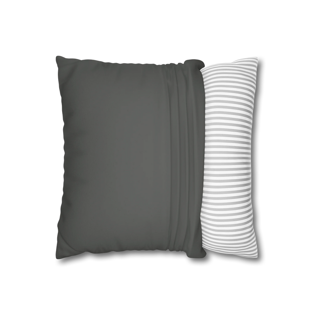 Atomic Grey faux suede pillow case, open view.