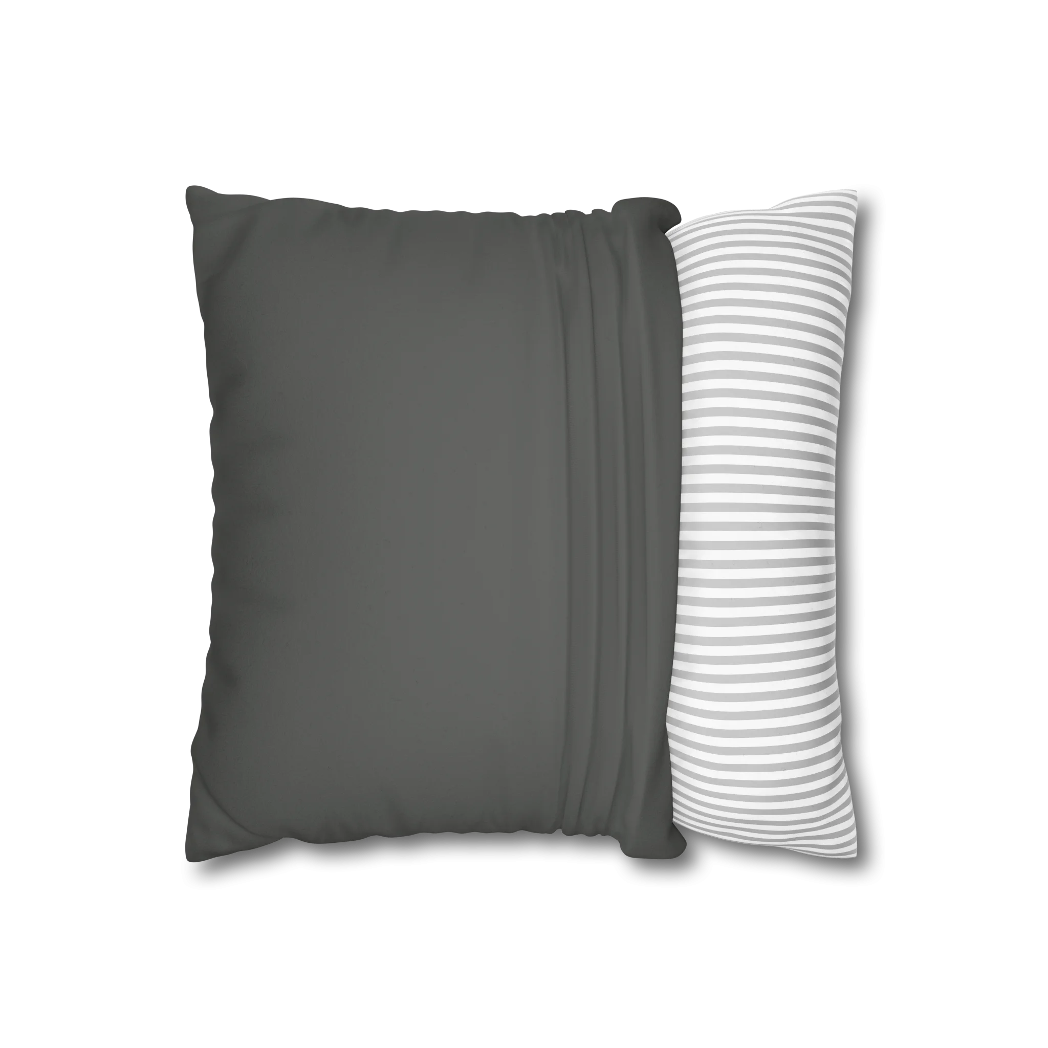 Atomic Grey faux suede pillow case, open view.