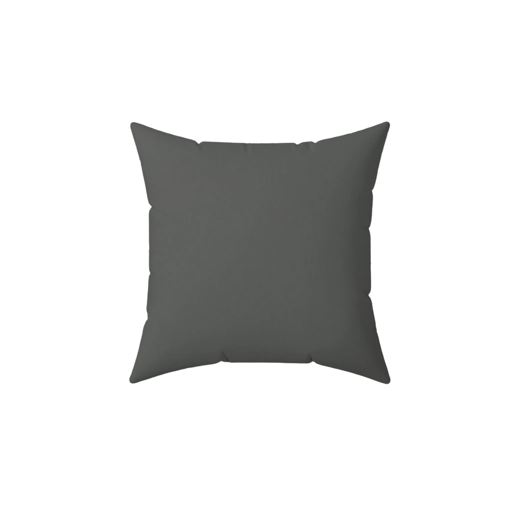 Atomic grey faux suede throw pillow, front view.