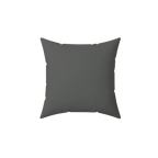 Atomic grey faux suede throw pillow, front view.