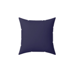 Authentic navy faux suede throw pillow, back view.