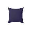 Authentic navy faux suede throw pillow, front view.
