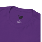 Be You rainbow script essential t-shirt, purple, inner neck tag detail, 100% cotton, FREEBRD Pride Gear.