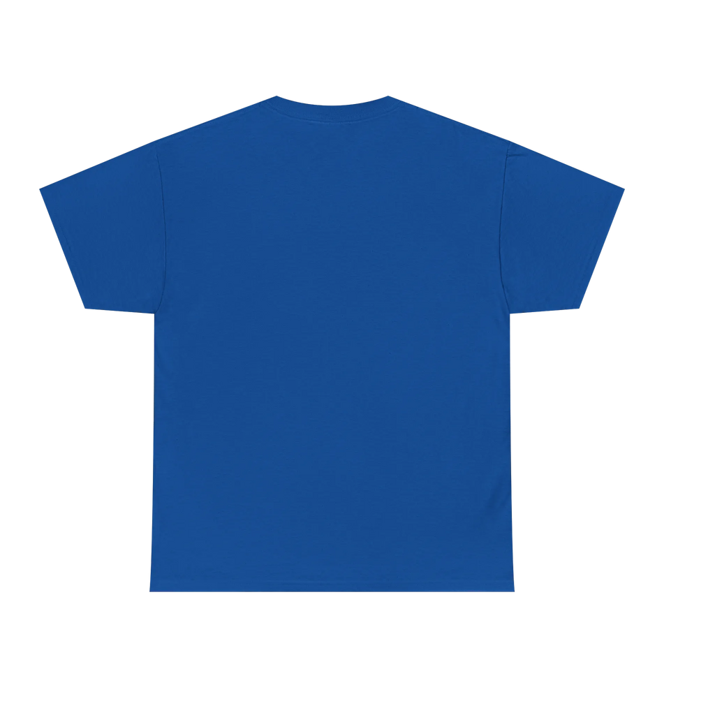 Be You rainbow script essential t-shirt, royal blue, clean back view, FREEBRD Pride Gear.
