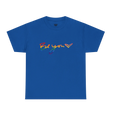 Be You rainbow script essential t-shirt, royal blue, rainbow Be You heart graphic, front view, FREEBRD Pride Gear.