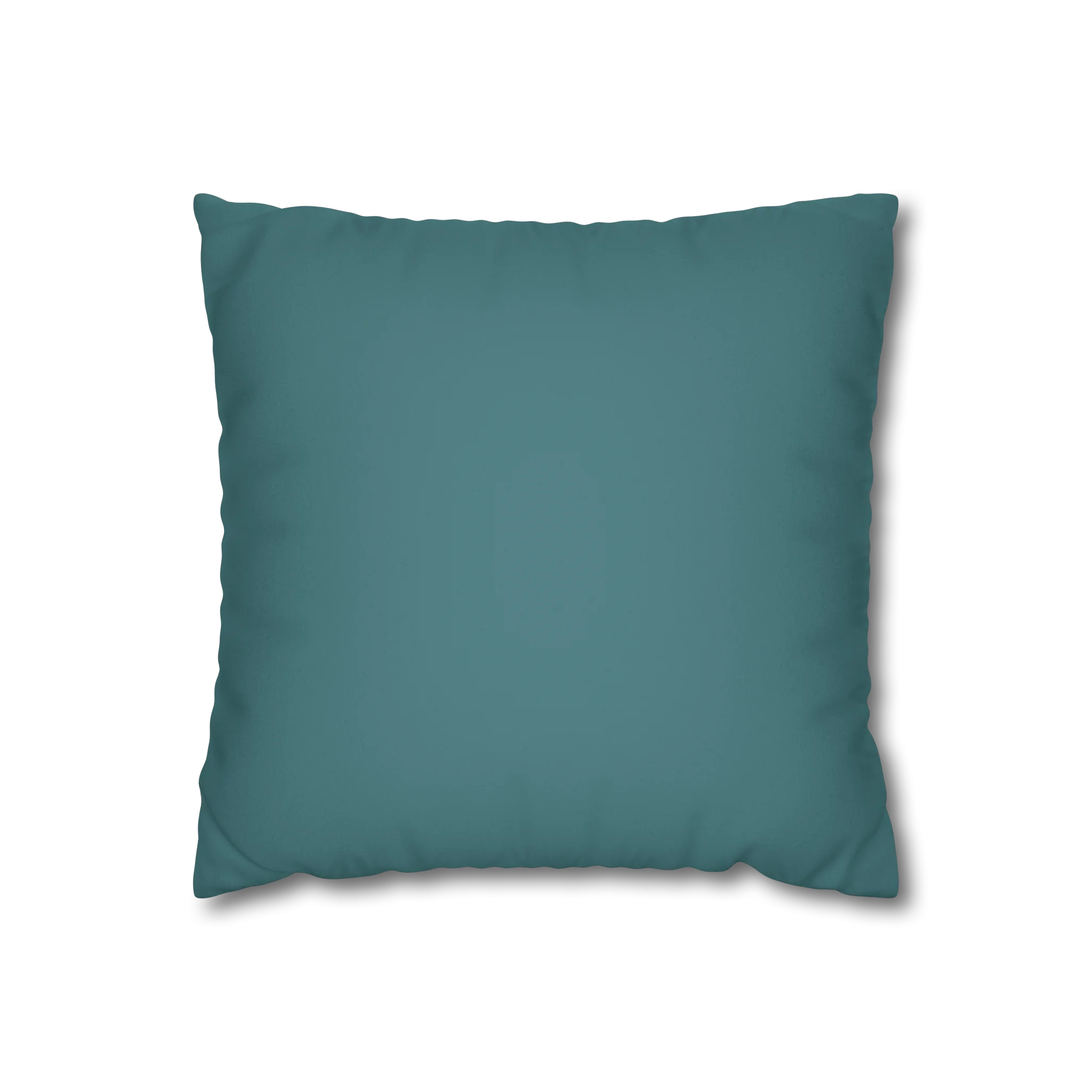 Bismark teal faux suede pillow case, back view.
