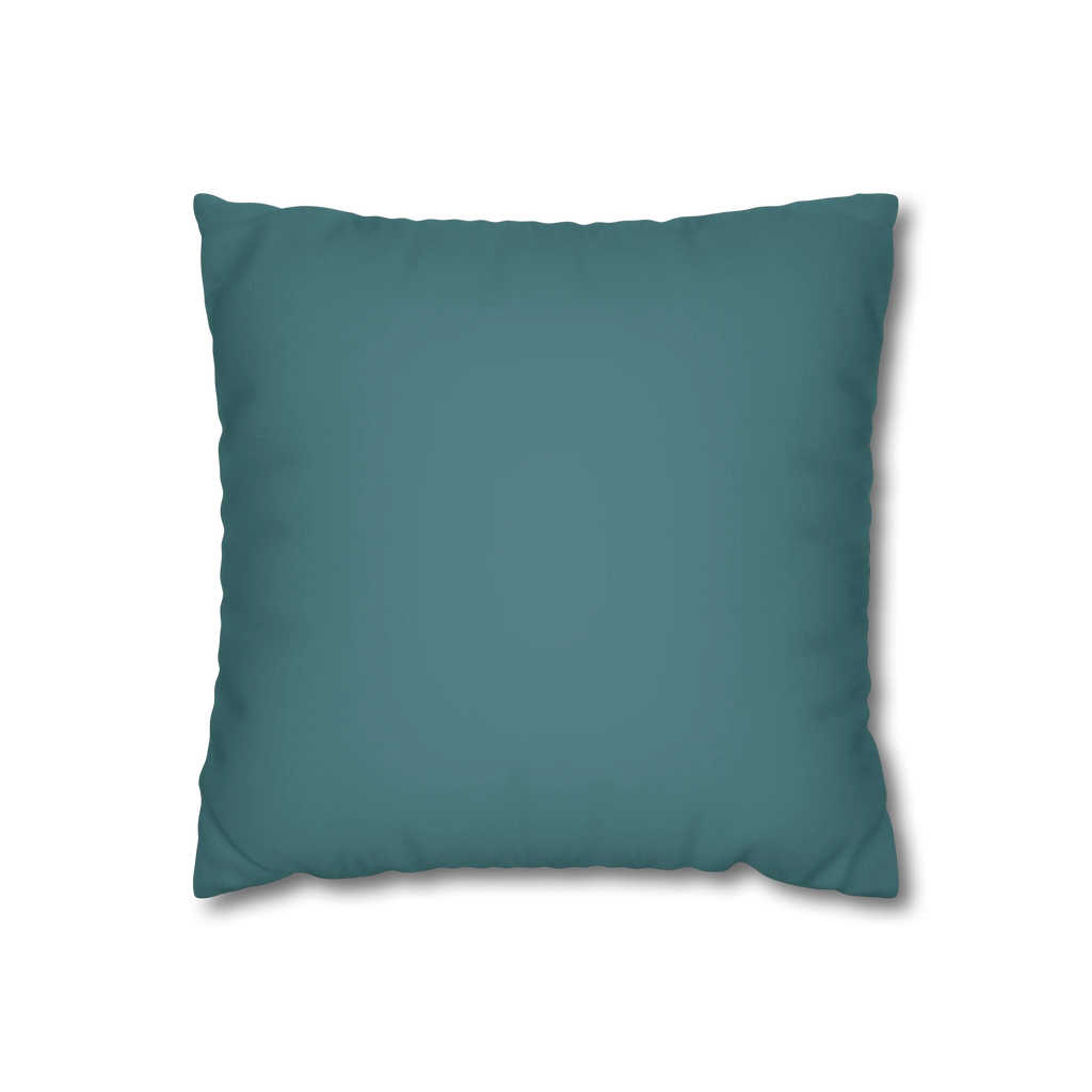 Bismark teal faux suede pillow case, front view.