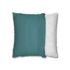 Bismark teal faux suede pillow case, open view.