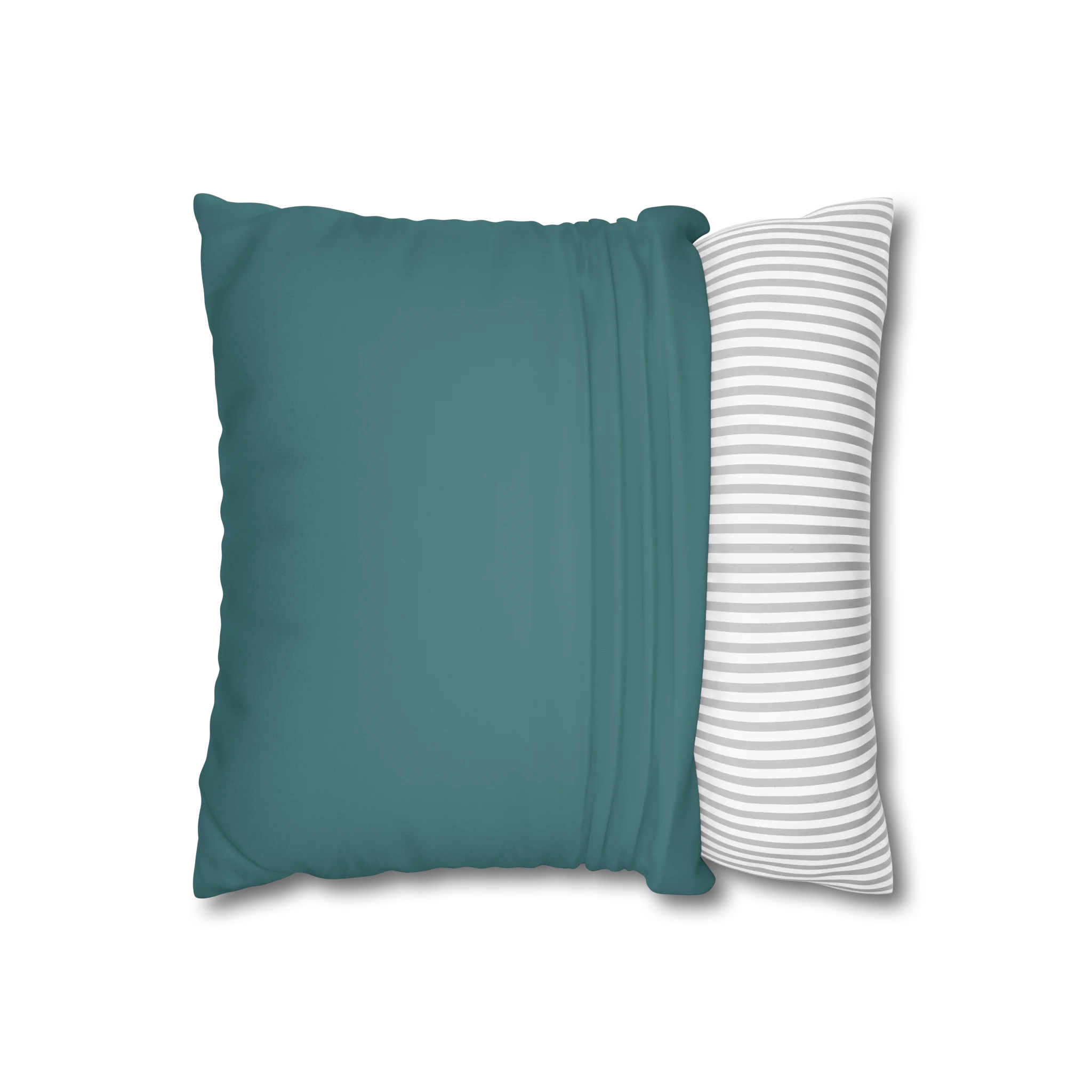Bismark teal faux suede pillow case, open view.