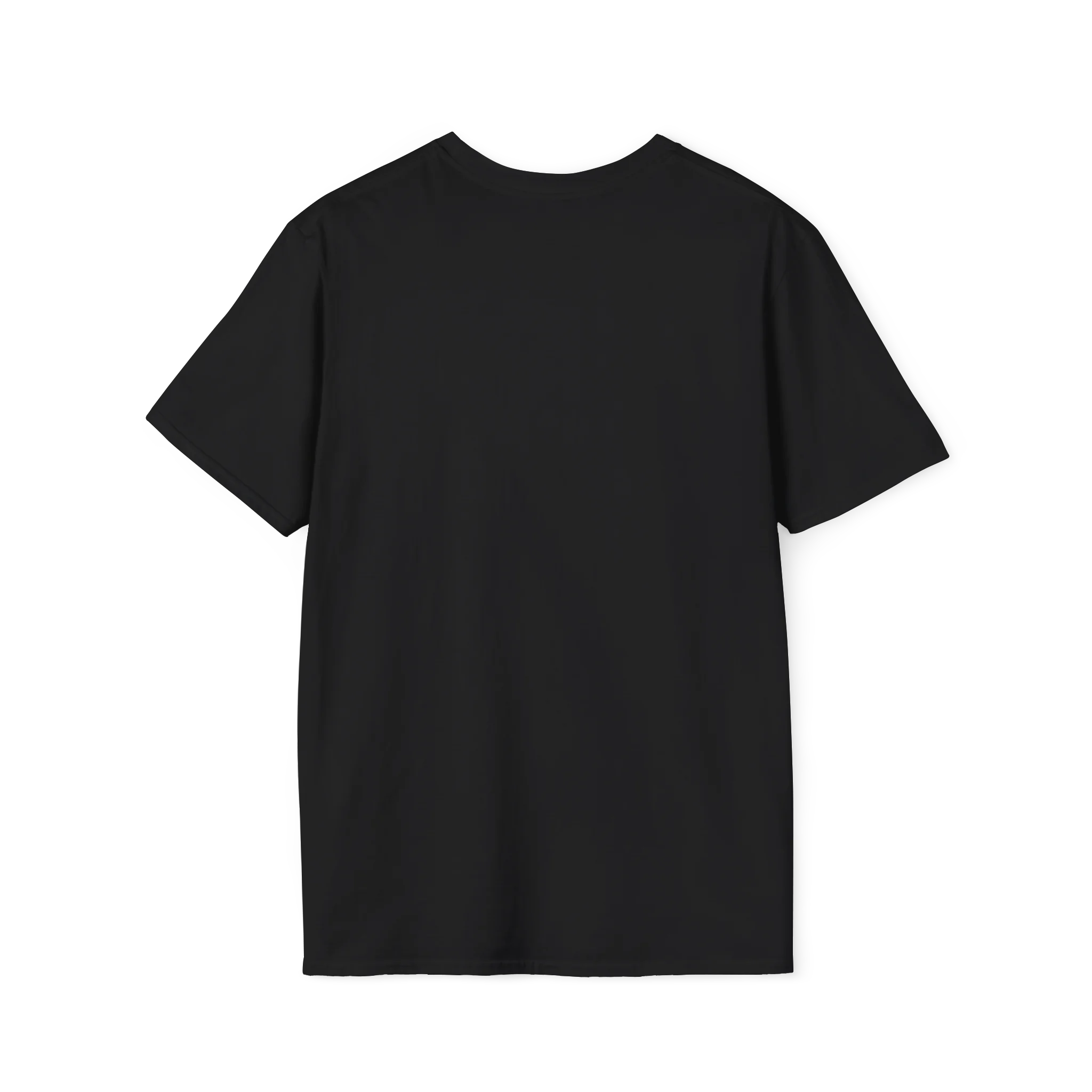 The plain back of the black Trans Rights Are Human Rights T-Shirt.