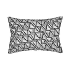 Black white modern geometric abstract lumbar pillow, front view.