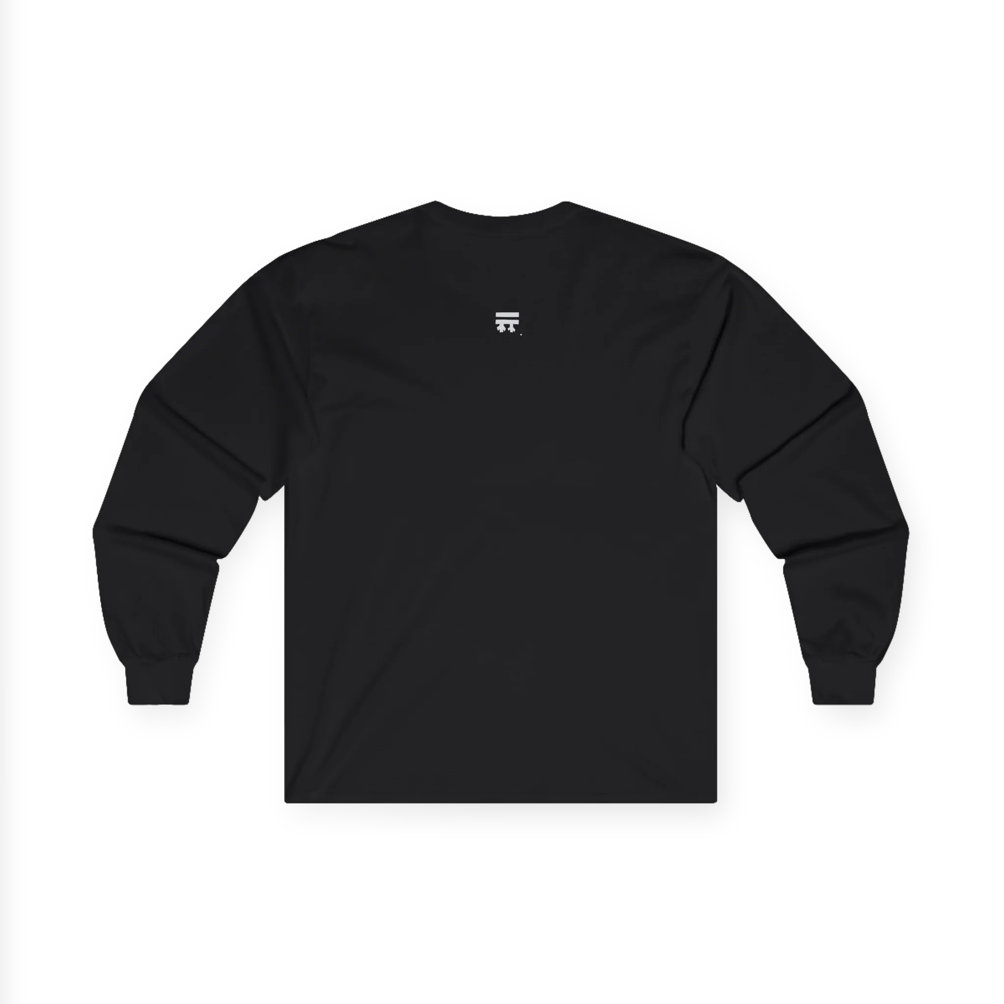 Black Women's Rights long sleeve tee, handwritten Womens Rights Are Human Rights graphic, crew neck, back view.