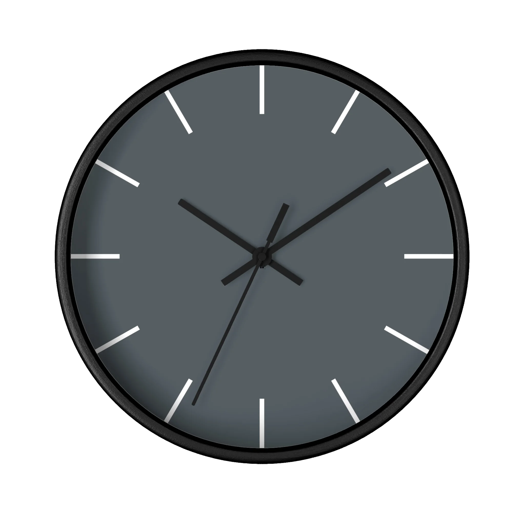 Anchor grey slate silent wall clock, black base, black hands, white markers, 10 inch, front view.
