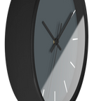 Anchor grey slate silent wall clock, black base, black hands, white markers, 10 inch, side view.