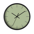 Schist green silent wall clock, black base, black hands, dark grey markers, 10 inch, front view.