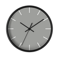 Stardust grey silent wall clock, black base, black hands, white markers, 10 inch, front view.
