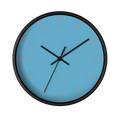 Vintage aqua silent wall clock, black base, black hands, light grey markers, 10 inch, front view.