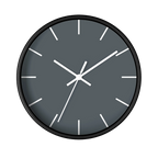 Anchor grey slate silent wall clock, black base, white hands, white markers, 10 inch, front view.