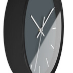 Anchor grey slate silent wall clock, black base, white hands, white markers, 10 inch, side view.