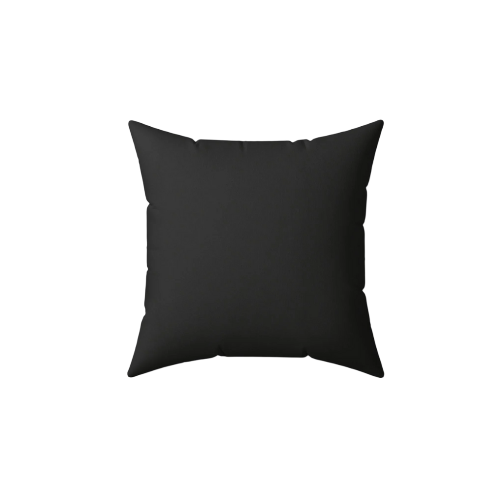 Blackboard faux suede throw pillow, back view.