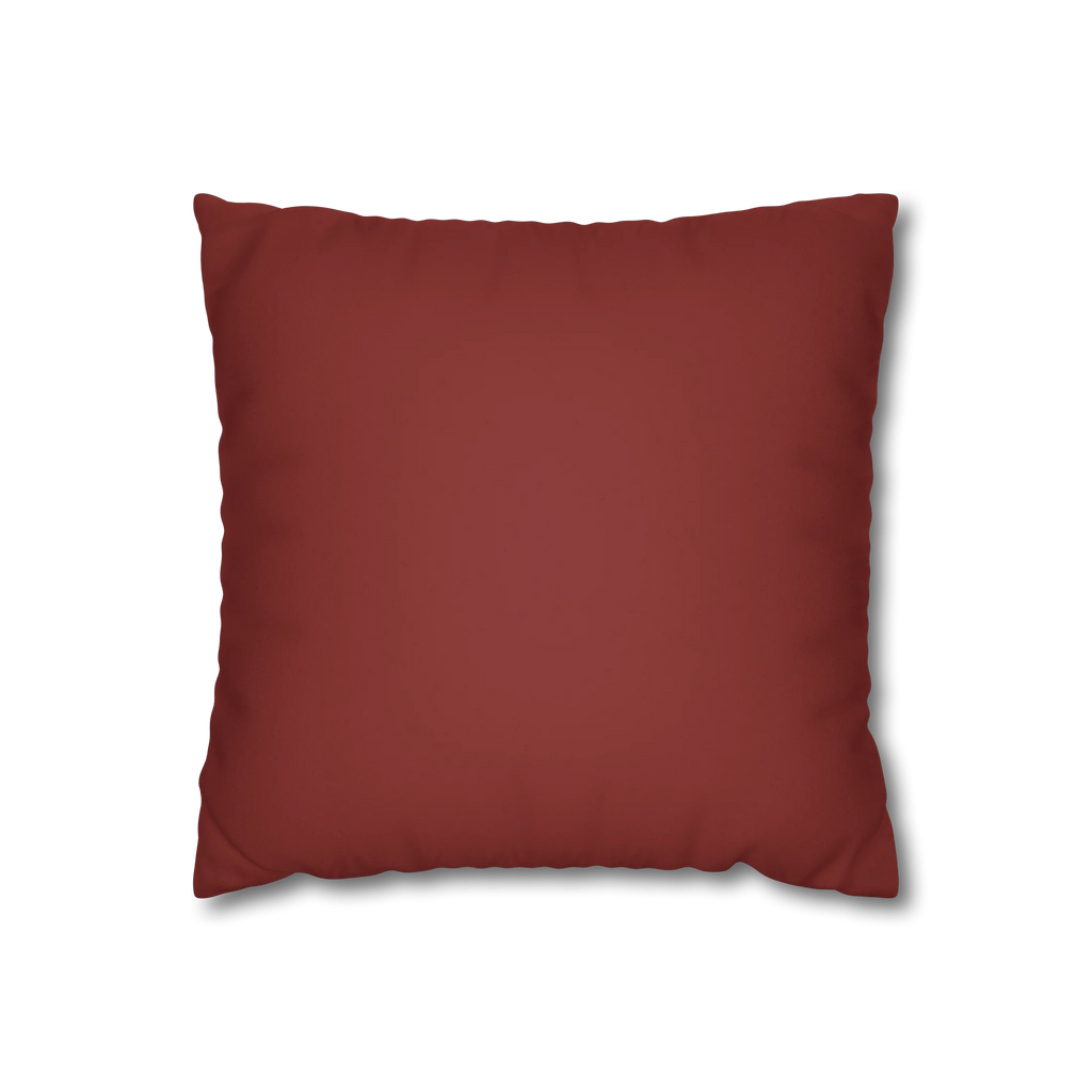Bloodstone Red faux suede pillow case, front view.
