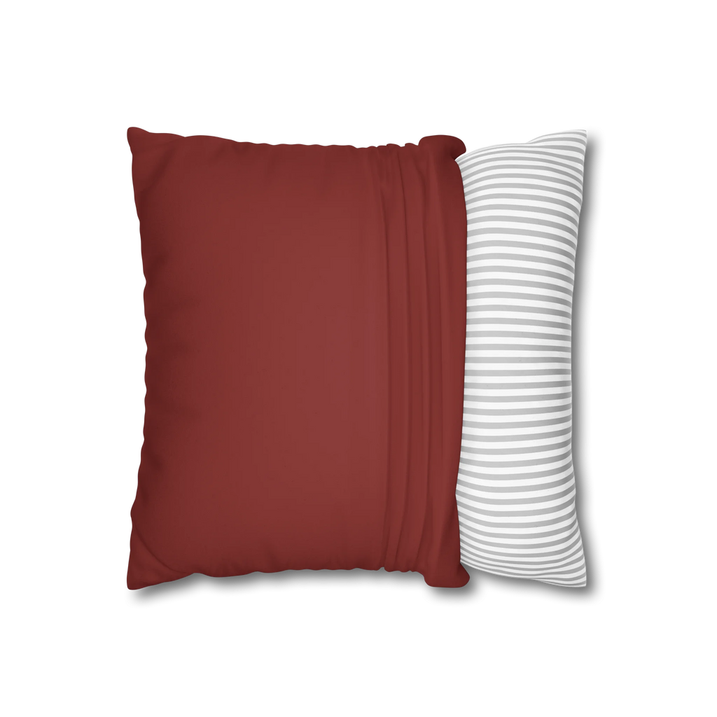 Bloodstone Red faux suede pillow case, open view.