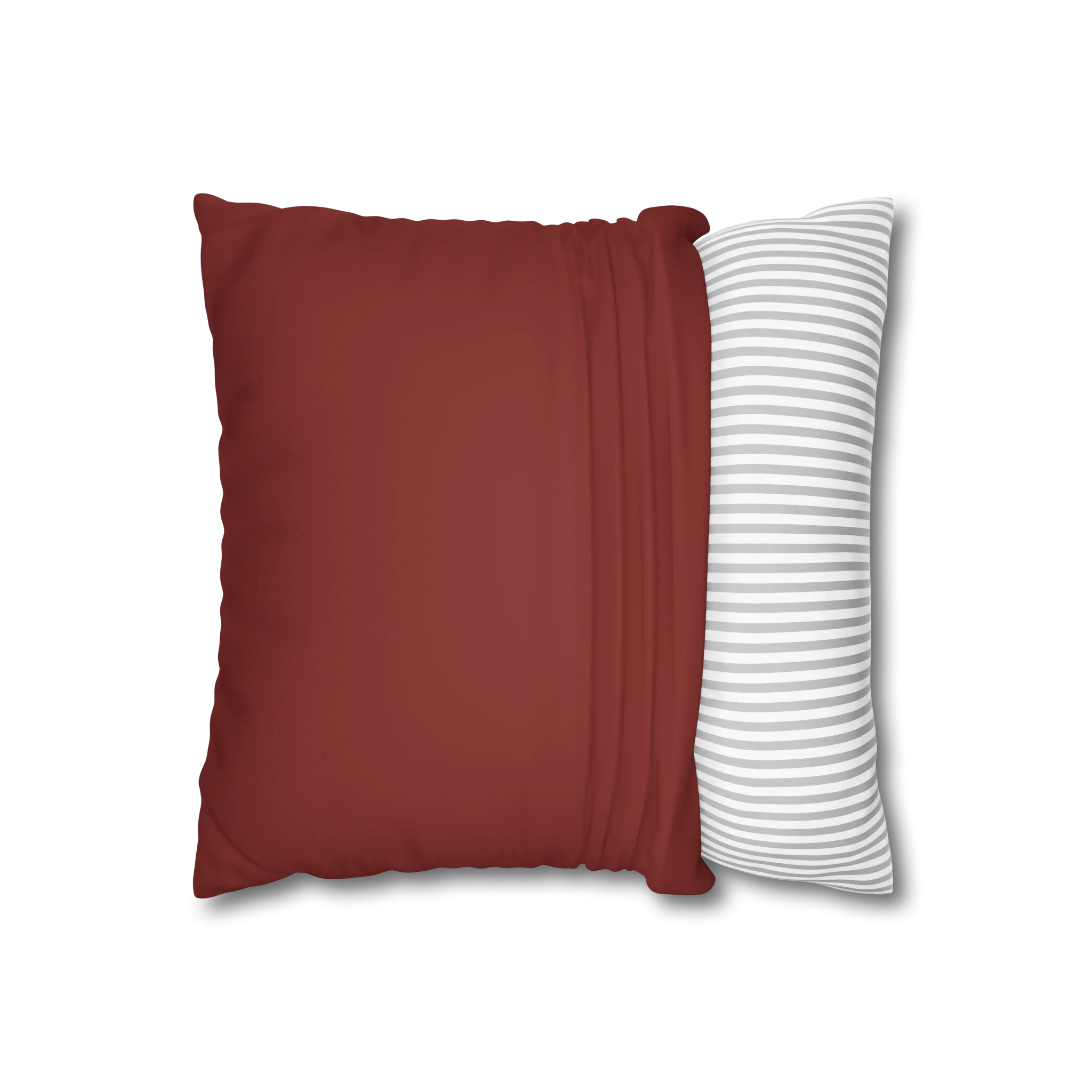 Bloodstone Red faux suede pillow case, open view.