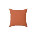 Boho rust faux suede throw pillow, back view.