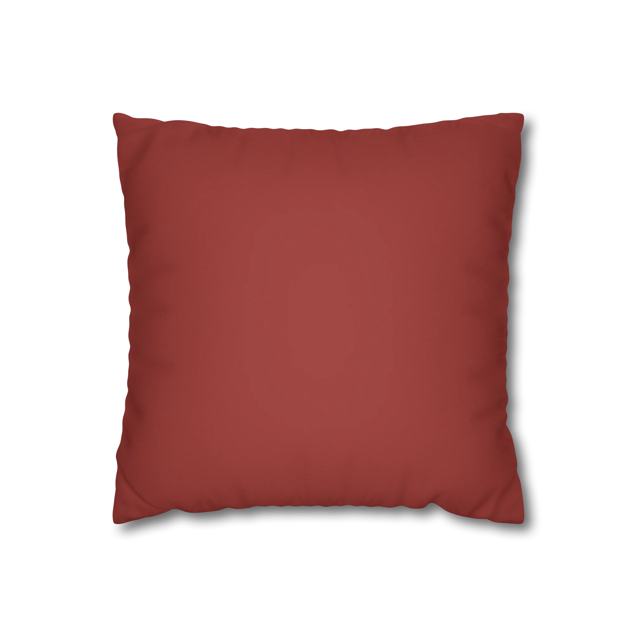 Brownish Red faux suede pillow case, front view.