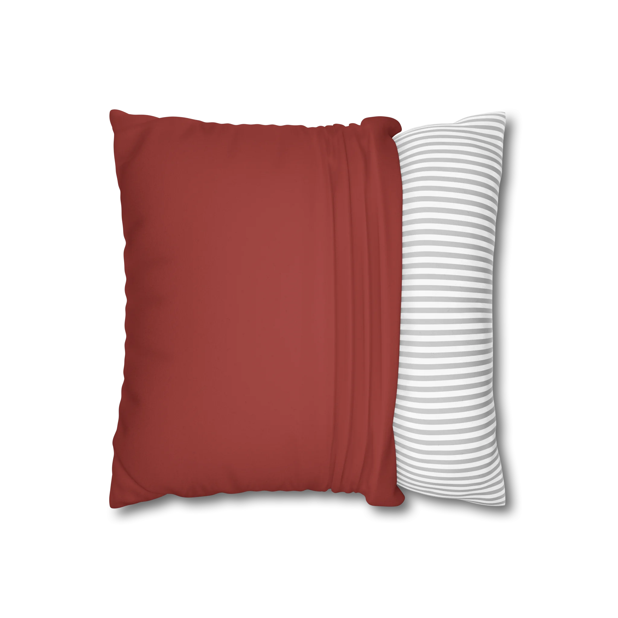 Brownish Red faux suede pillow case, open view.