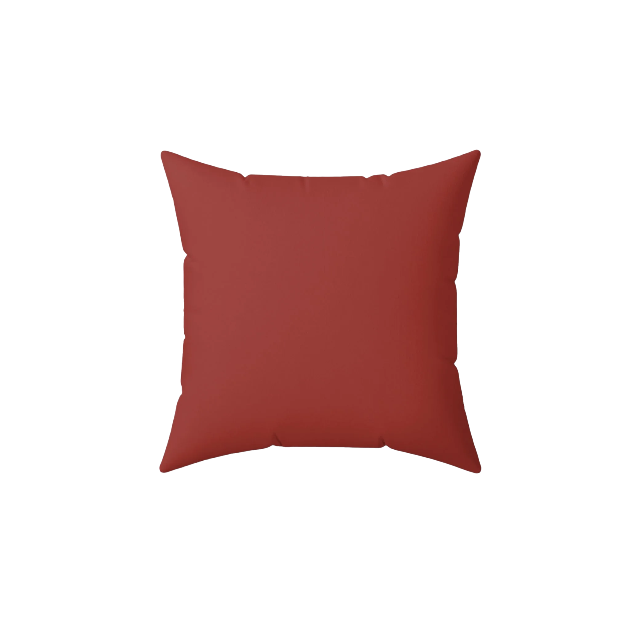 Brownish red faux suede throw pillow, front view.