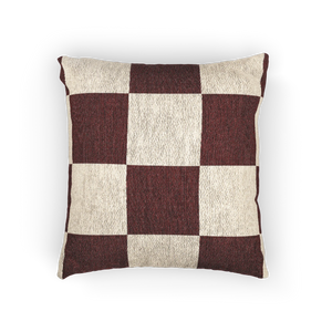 Burgundy Cream Checkered Woven Pillow