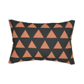 Carbon fiber boho rust geometric triangle lumbar pillow, front view.