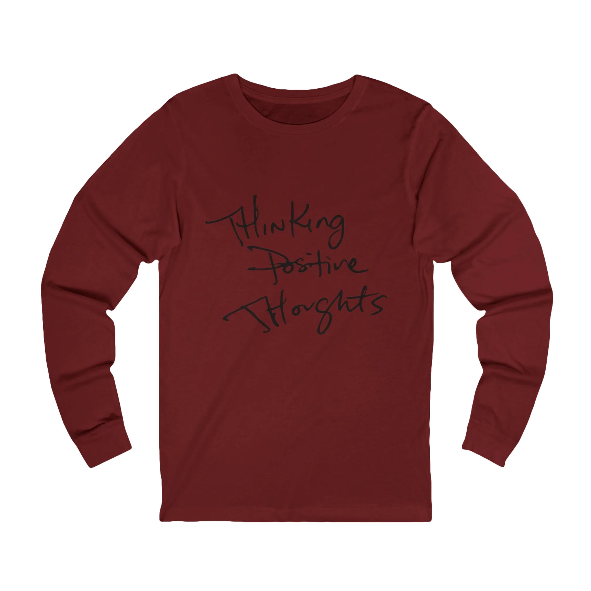 Cardinal Bella Thinking Positive Thoughts long sleeve tee, front view.