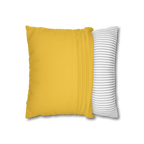 Champ Yellow faux suede pillowcase, open view.