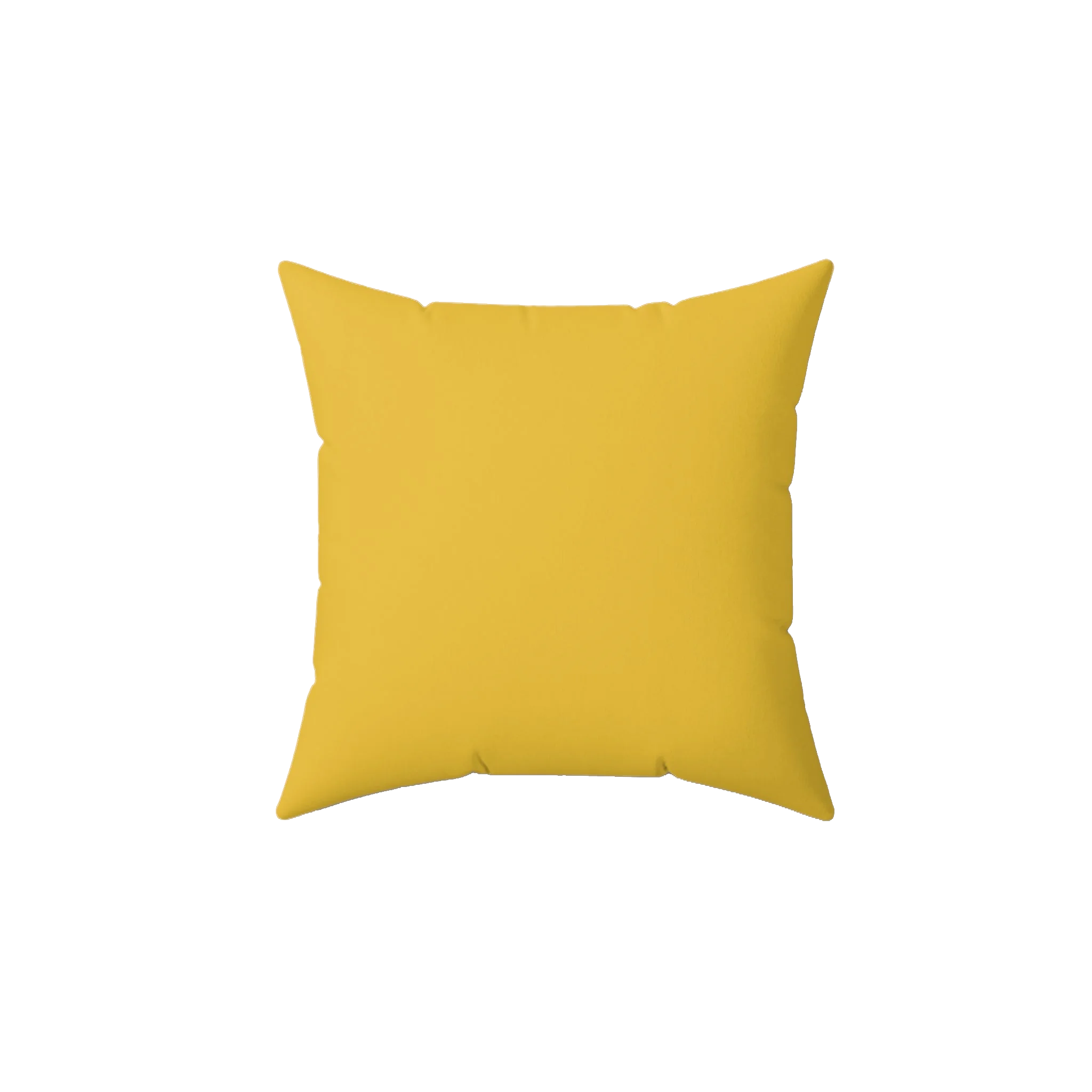 Champ yellow faux suede throw pillow, front view.
