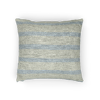 A horizontal preview of the Coastal Danish Blue Off White Woven Stripe Pillow showing an ivory background and danish blue pinstripes. 