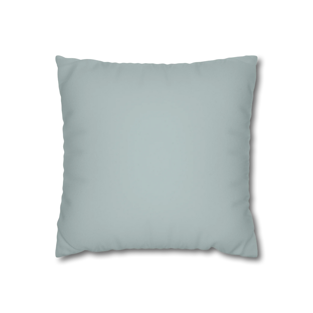 Cool Silver faux suede pillowcase, back view.