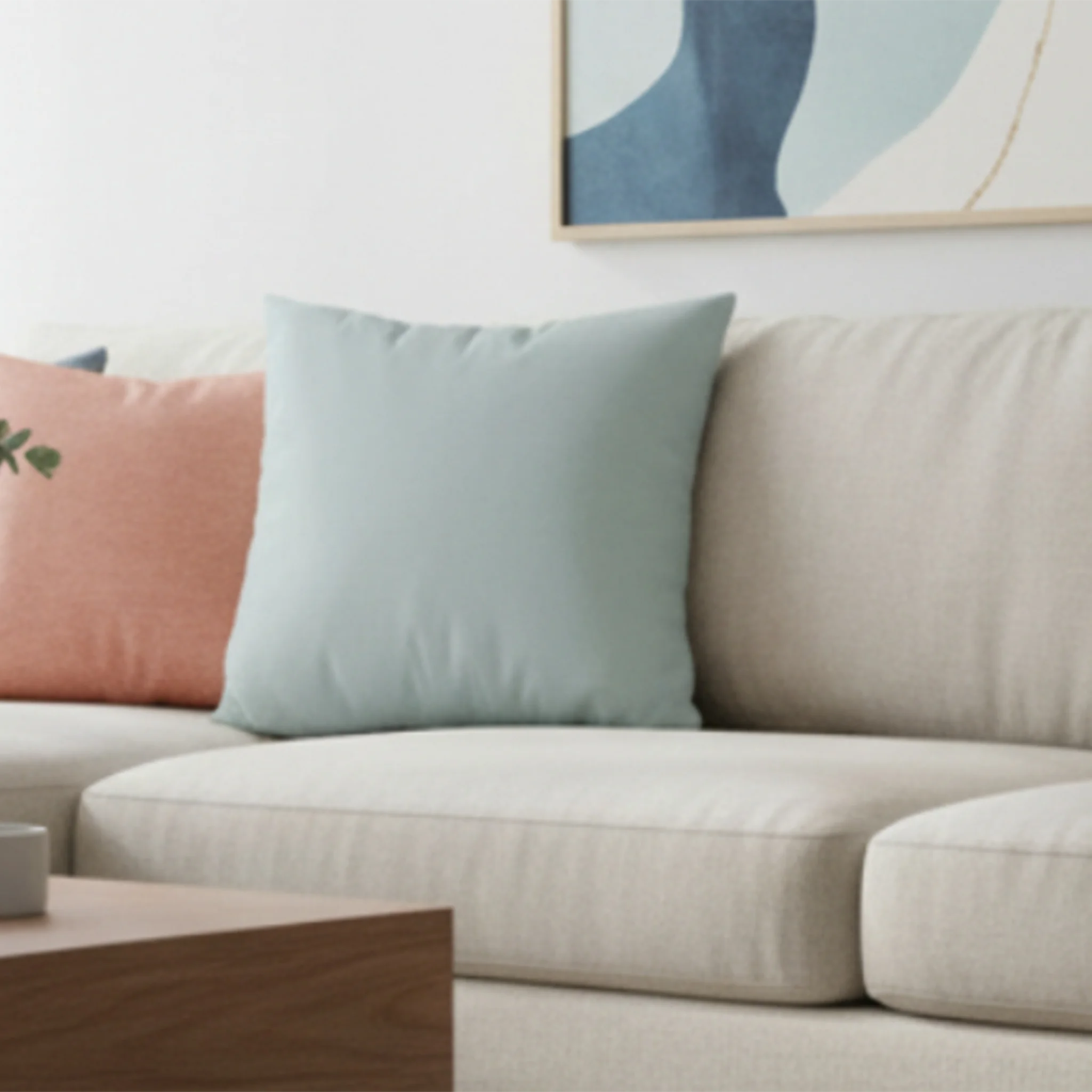 Cool Silver faux suede pillow case styled on a couch in a modern living room. 