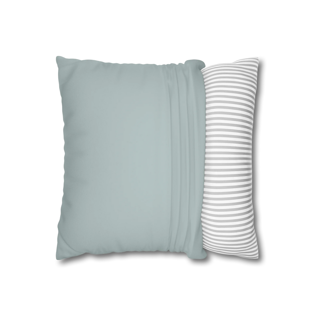 Cool Silver faux suede pillowcase, open view.