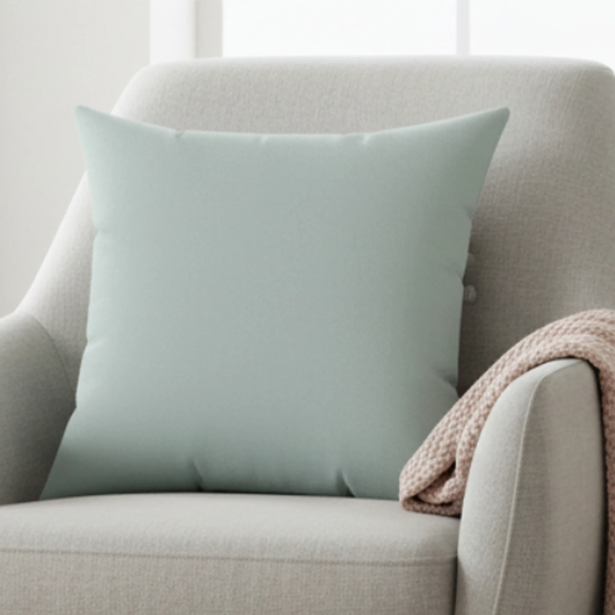 Cool silver faux suede throw pillow styled in living room, lifestyle view.