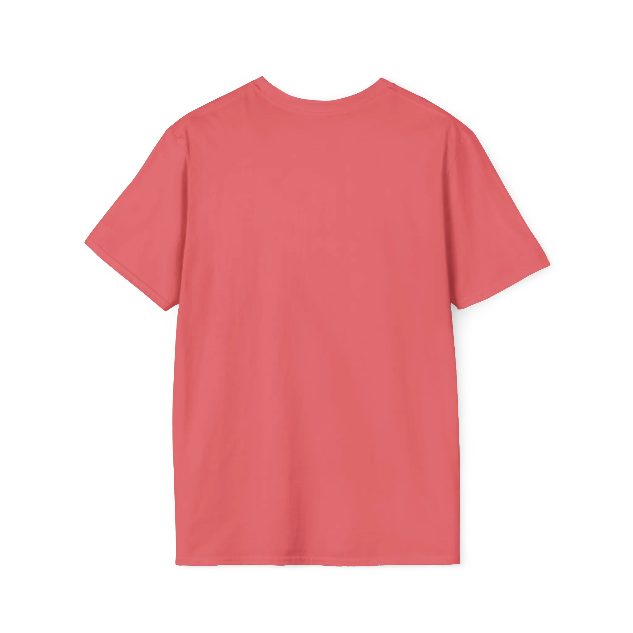 A back view of the coral silk perf retro graphic t-shirt.