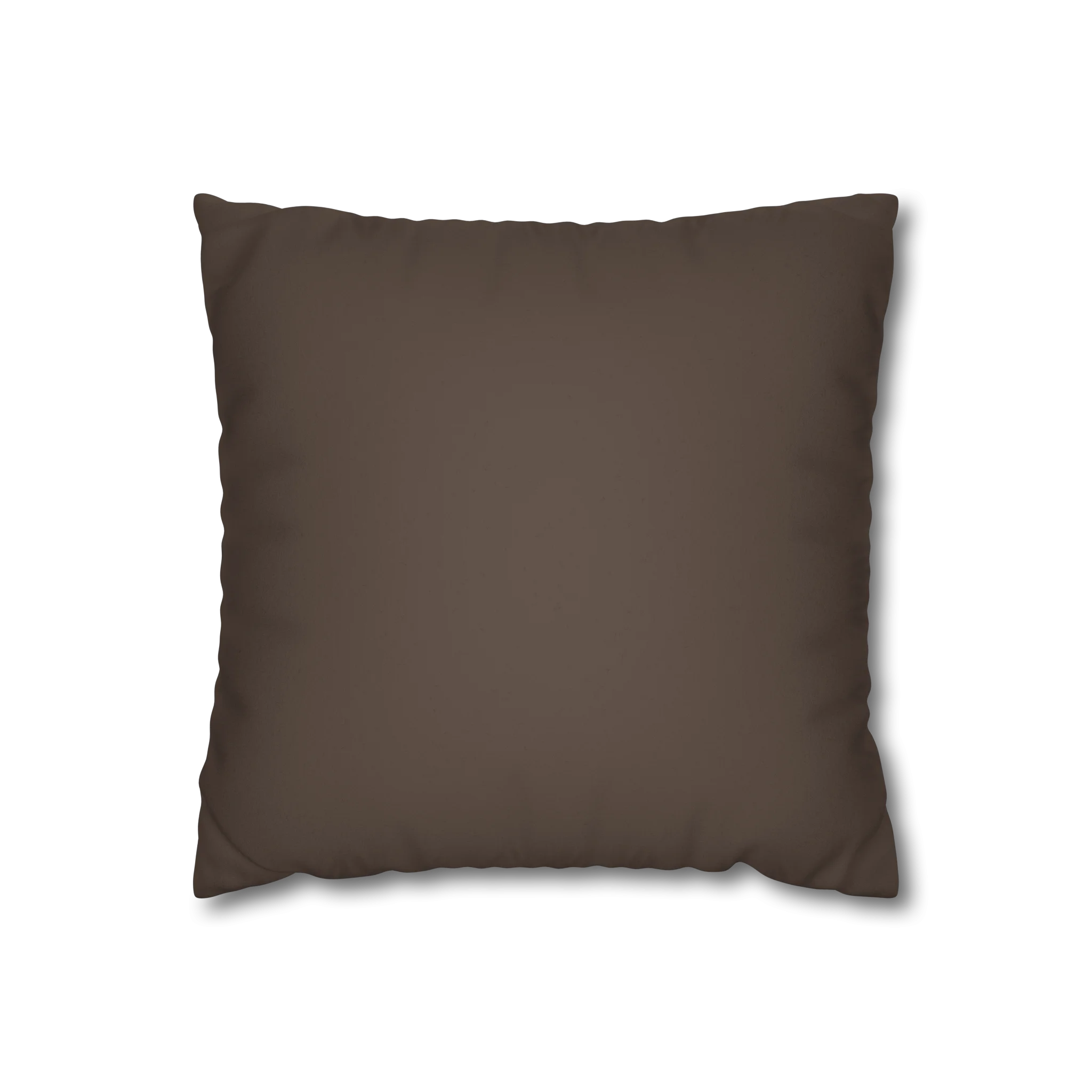 Country Brown faux suede pillow case, back view.