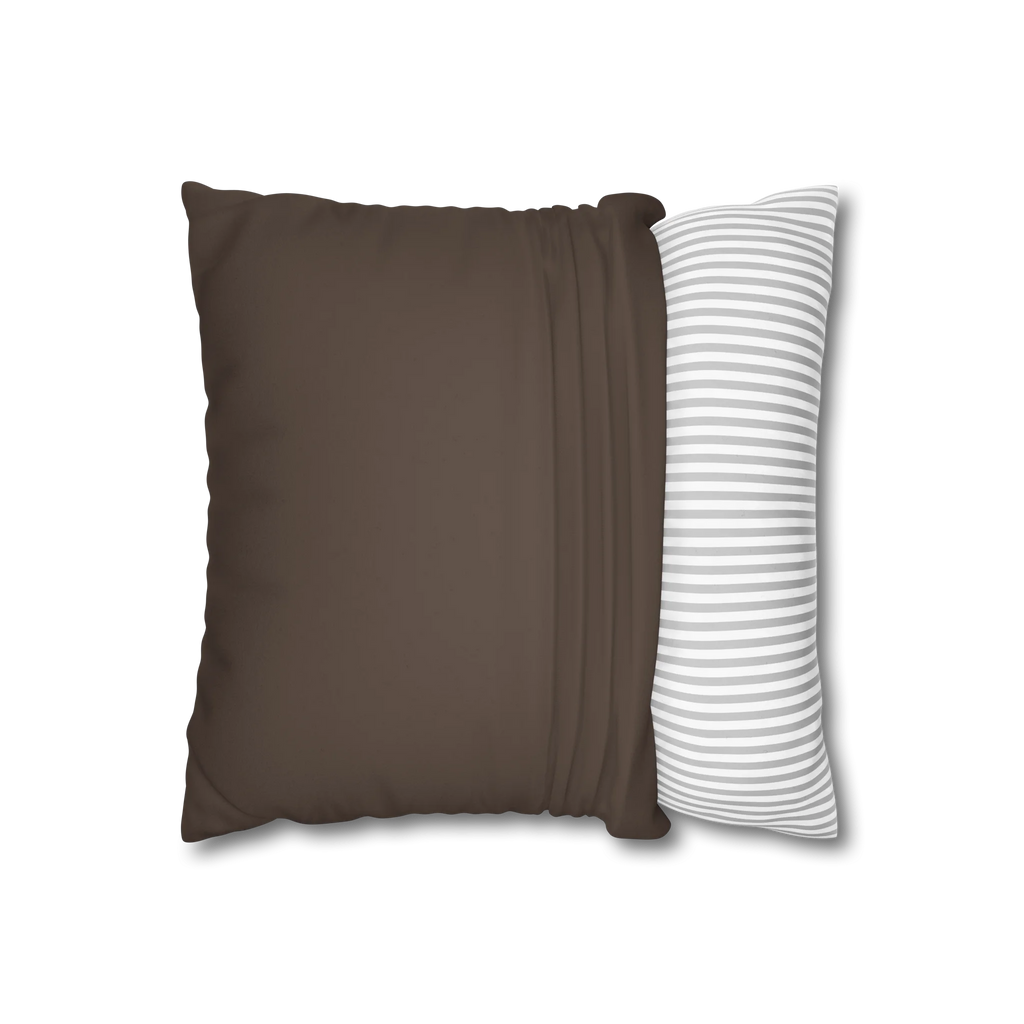 Country Brown faux suede pillow case, open view.