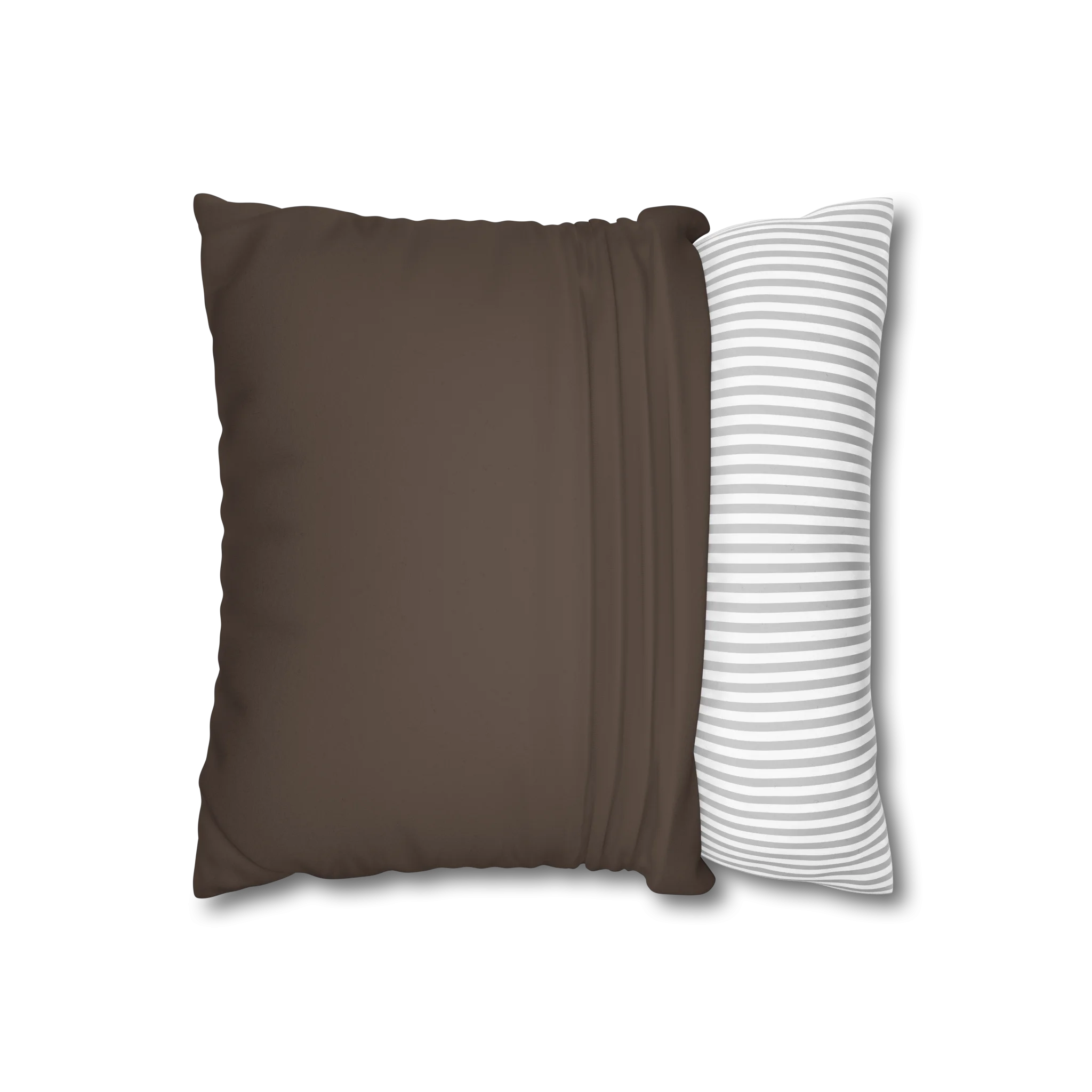 Country Brown faux suede pillow case, open view.