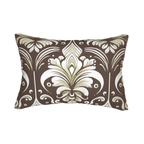 Country Brown Sage damask floral lumbar pillow, back view
