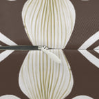 Country Brown Sage damask floral lumbar pillow, zipper view.